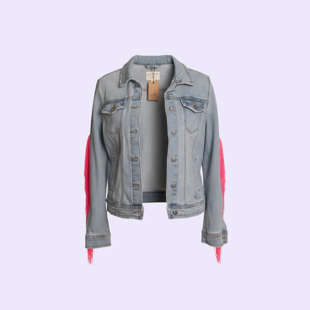 Neon Pink Upcycled Denim Jacket