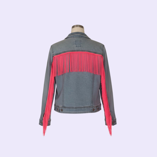 Neon Pink Upcycled Denim Jacket