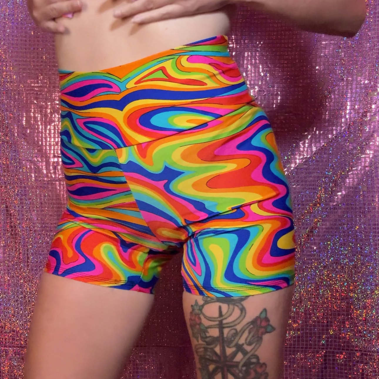 Rainbow Drip Biker Shorts