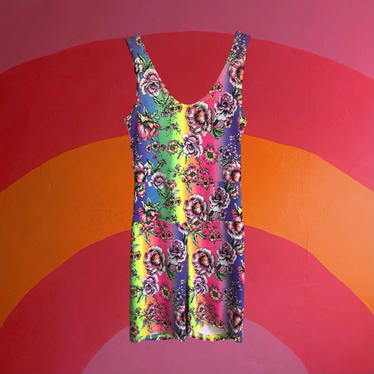 Neon Flower Sherbet Biker Romper