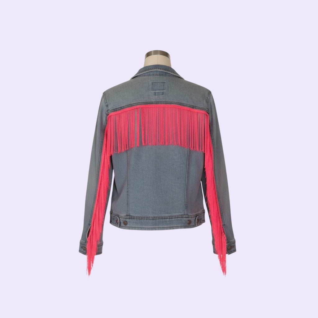 Neon Pink Upcycled Denim Jacket