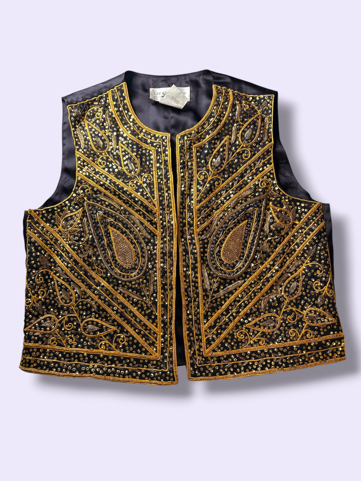 Gold and black embroidered sequin Vest