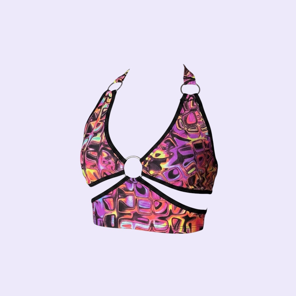 Disco Drip Cut Out Ring Crop