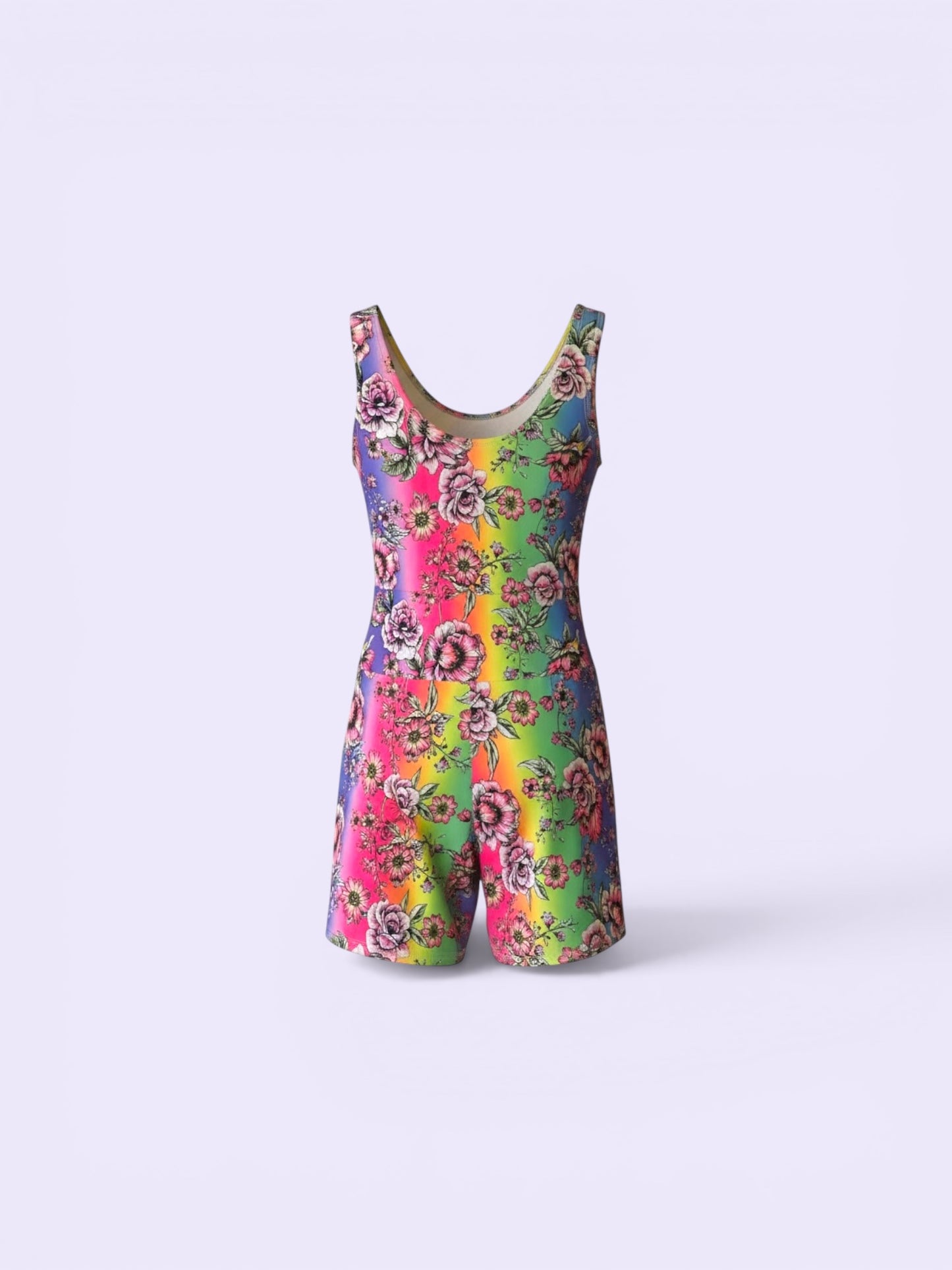 Neon Flower Sherbet Biker Romper
