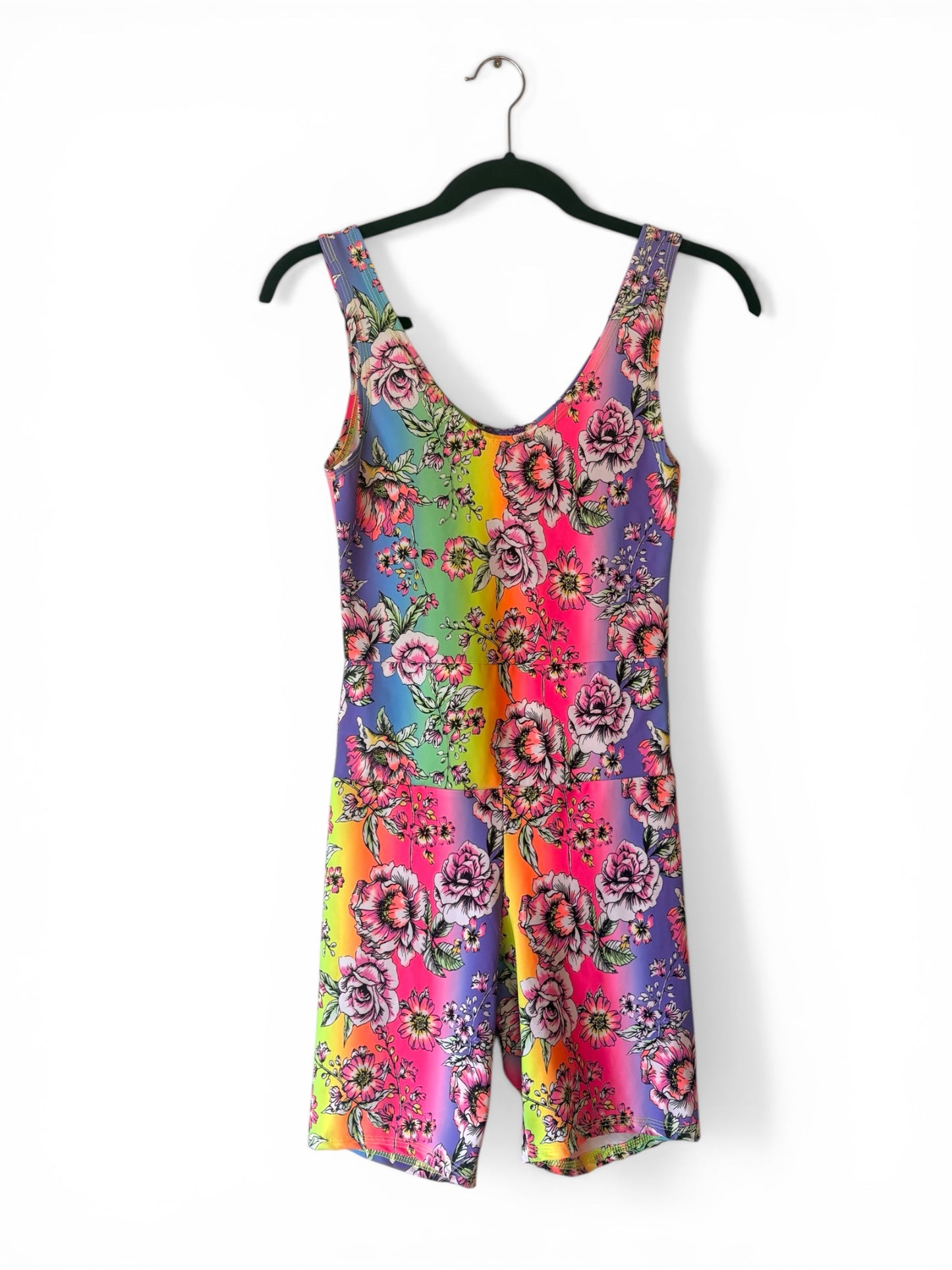 Neon Flower Sherbet Biker Romper