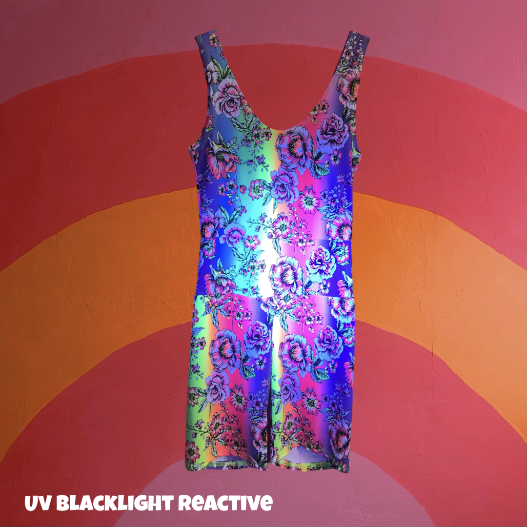 Neon Flower Sherbet Biker Romper